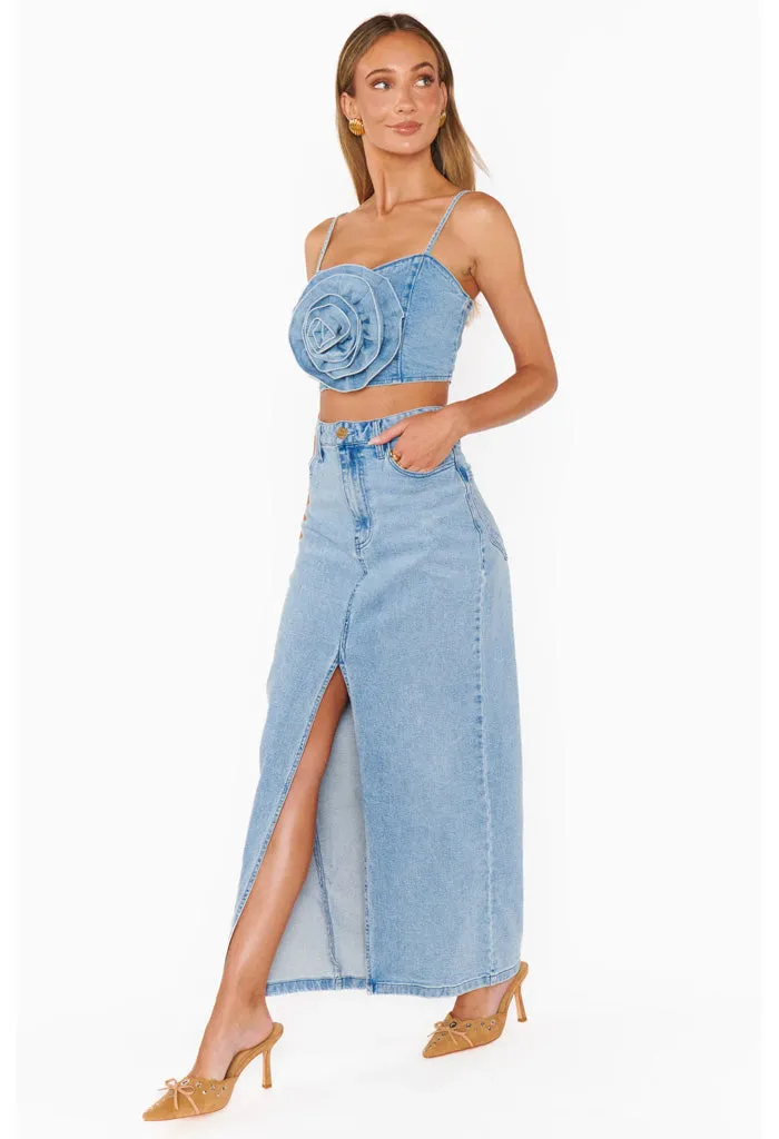 McEntire Maxi Skirt-Stone Blue