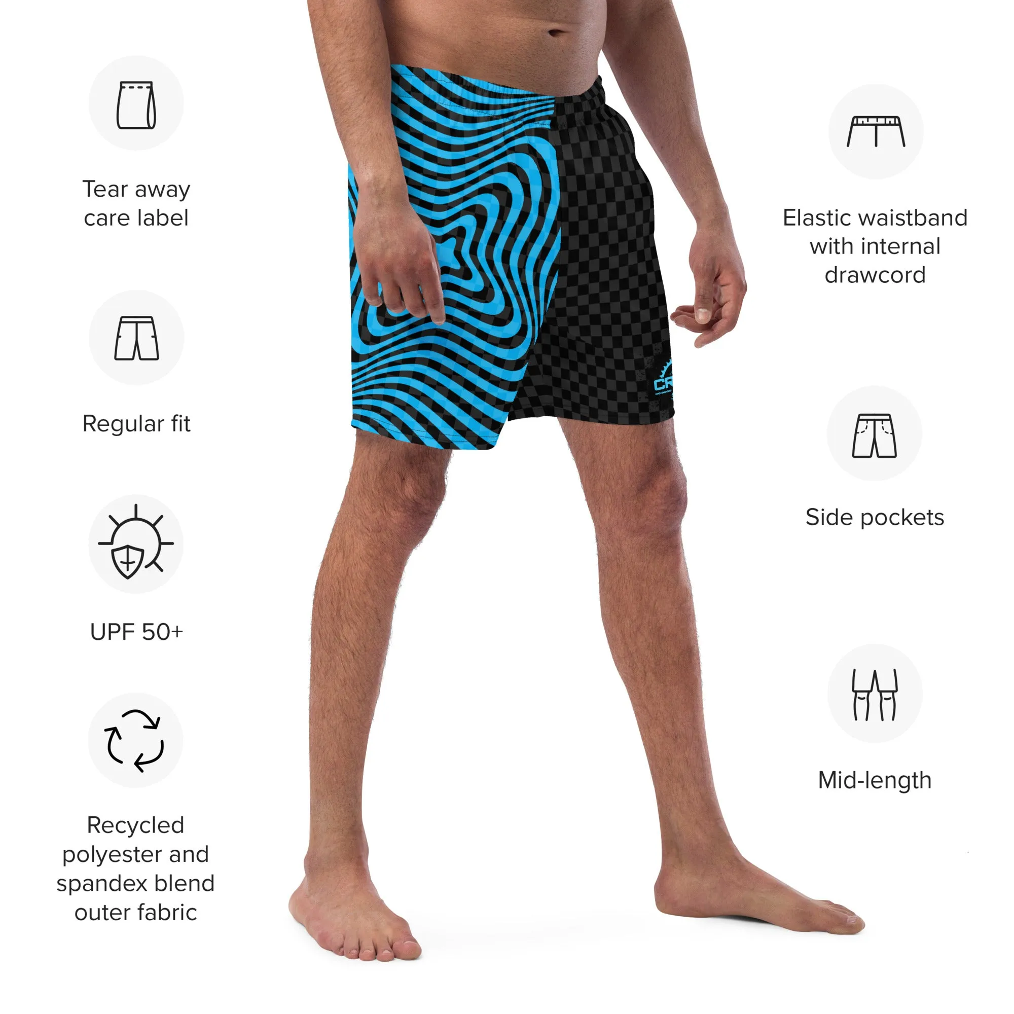 Men's Psychedelic Swirl and Checker Swim Suit