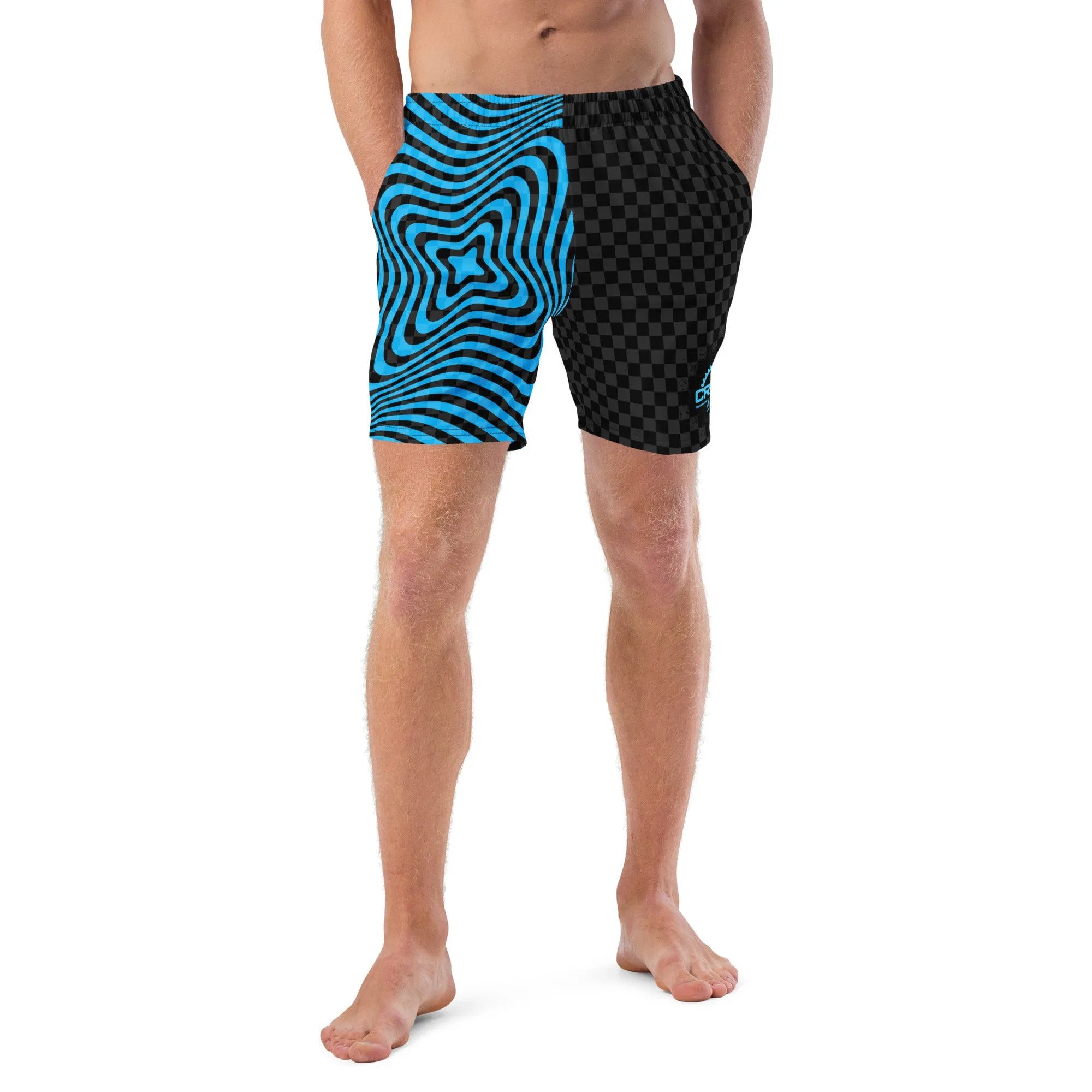 Men's Psychedelic Swirl and Checker Swim Suit