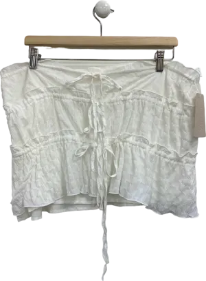 Musera White Smocked Crop Top UK M