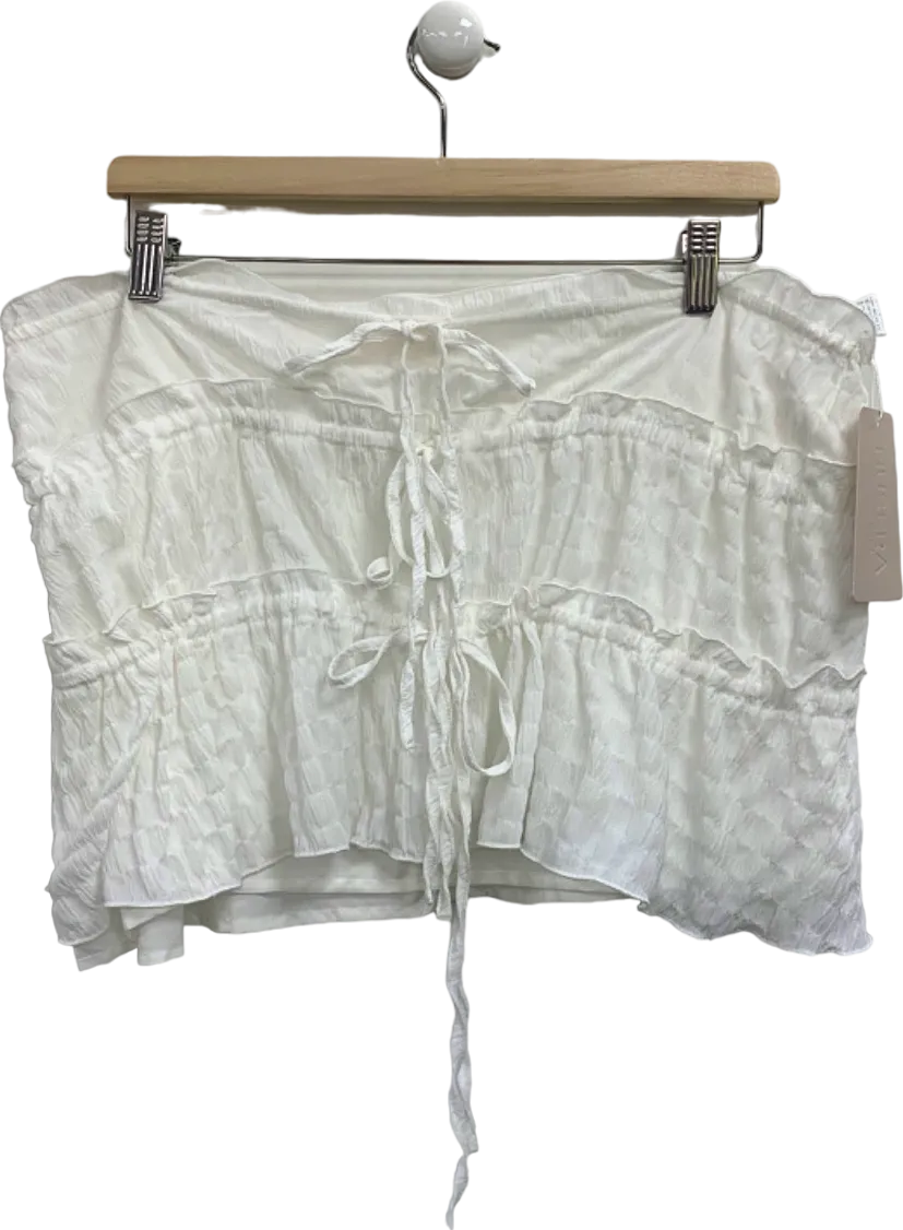 Musera White Smocked Crop Top UK M