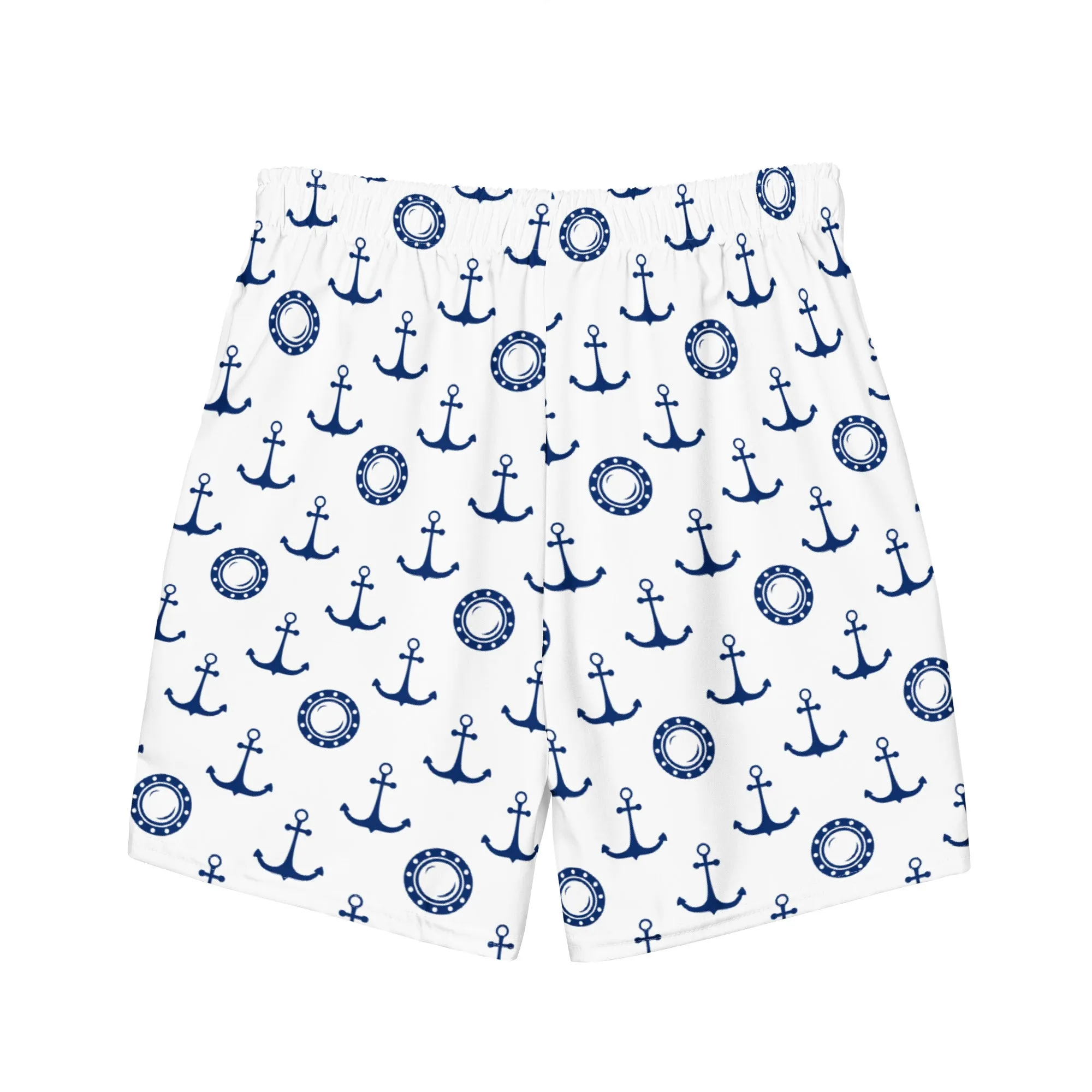 Nautical anchor pattern swim trunks for men