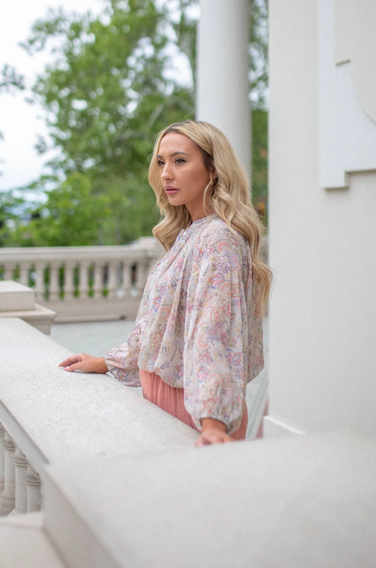Nora Paisley Button Down Top