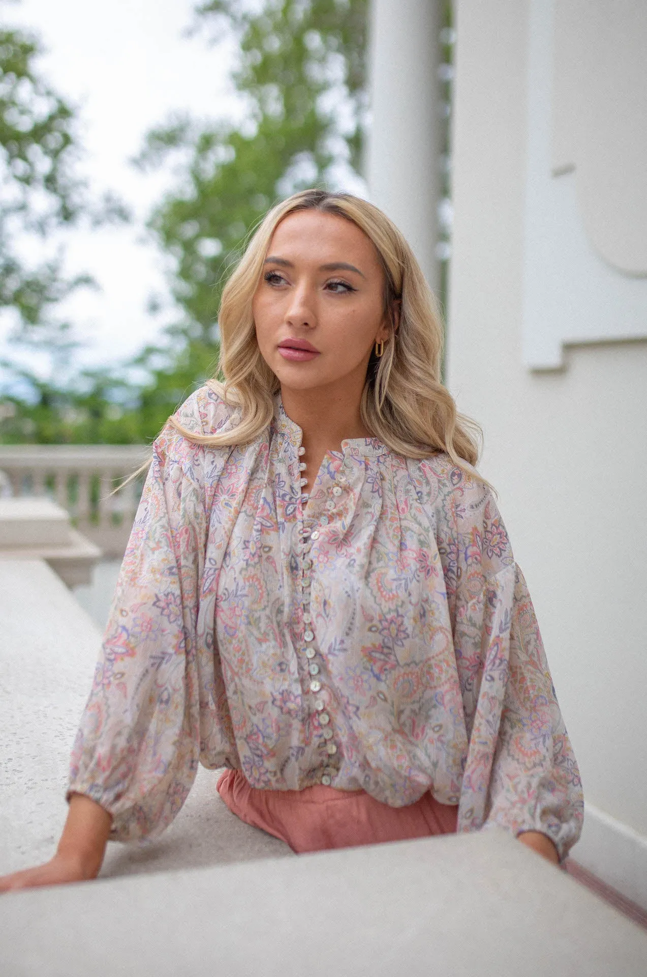 Nora Paisley Button Down Top