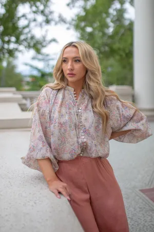 Nora Paisley Button Down Top