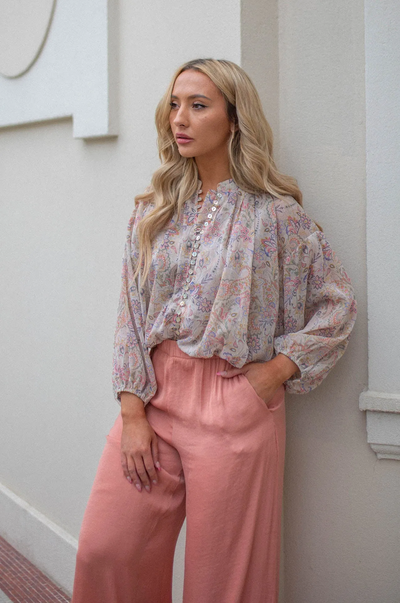 Nora Paisley Button Down Top