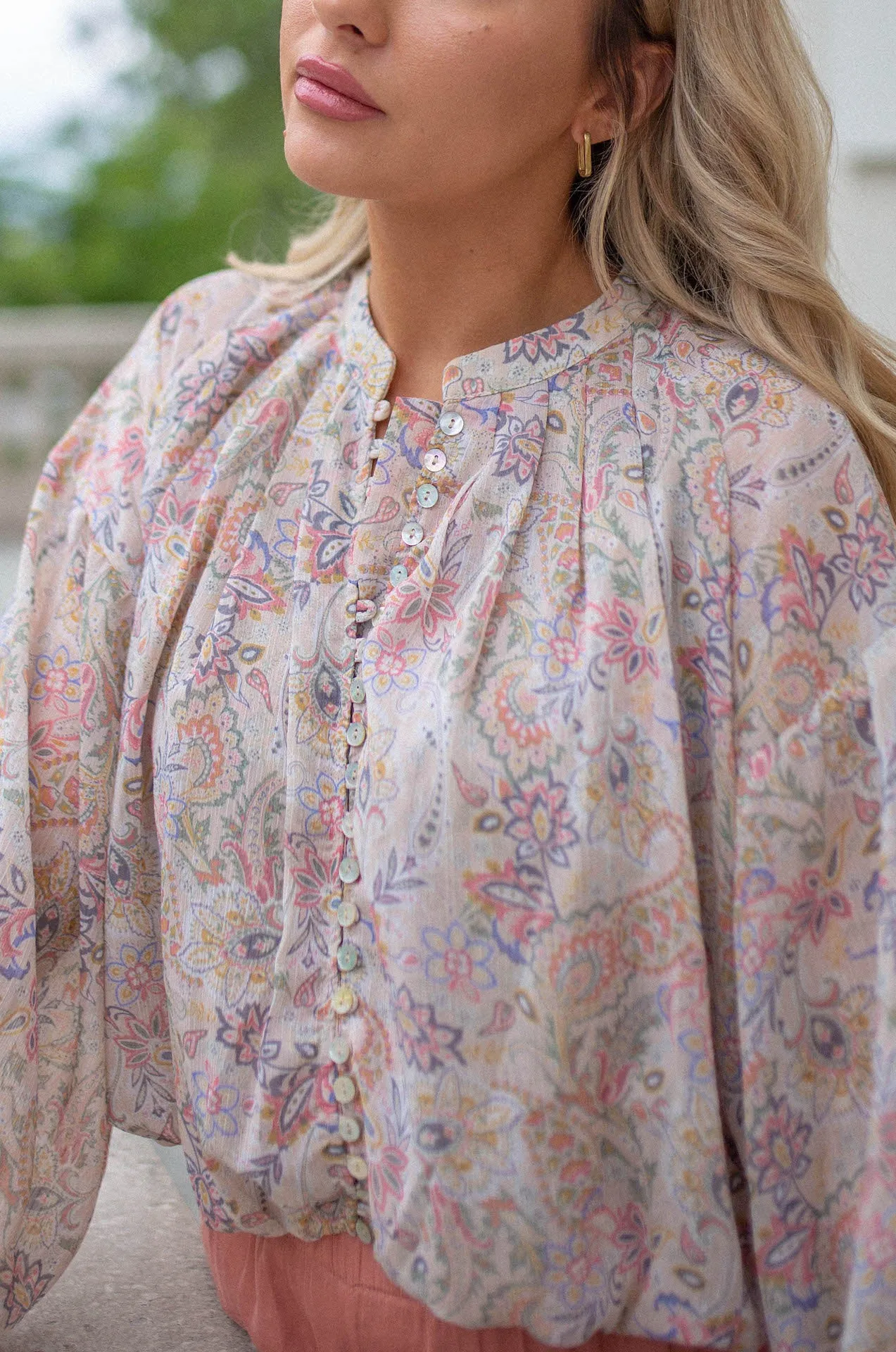 Nora Paisley Button Down Top