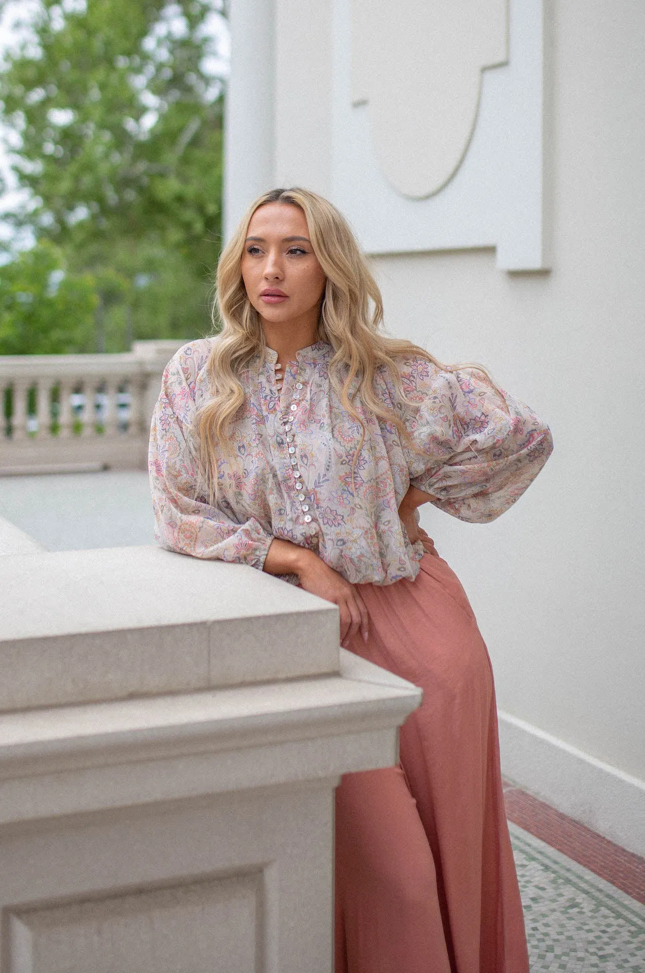 Nora Paisley Button Down Top