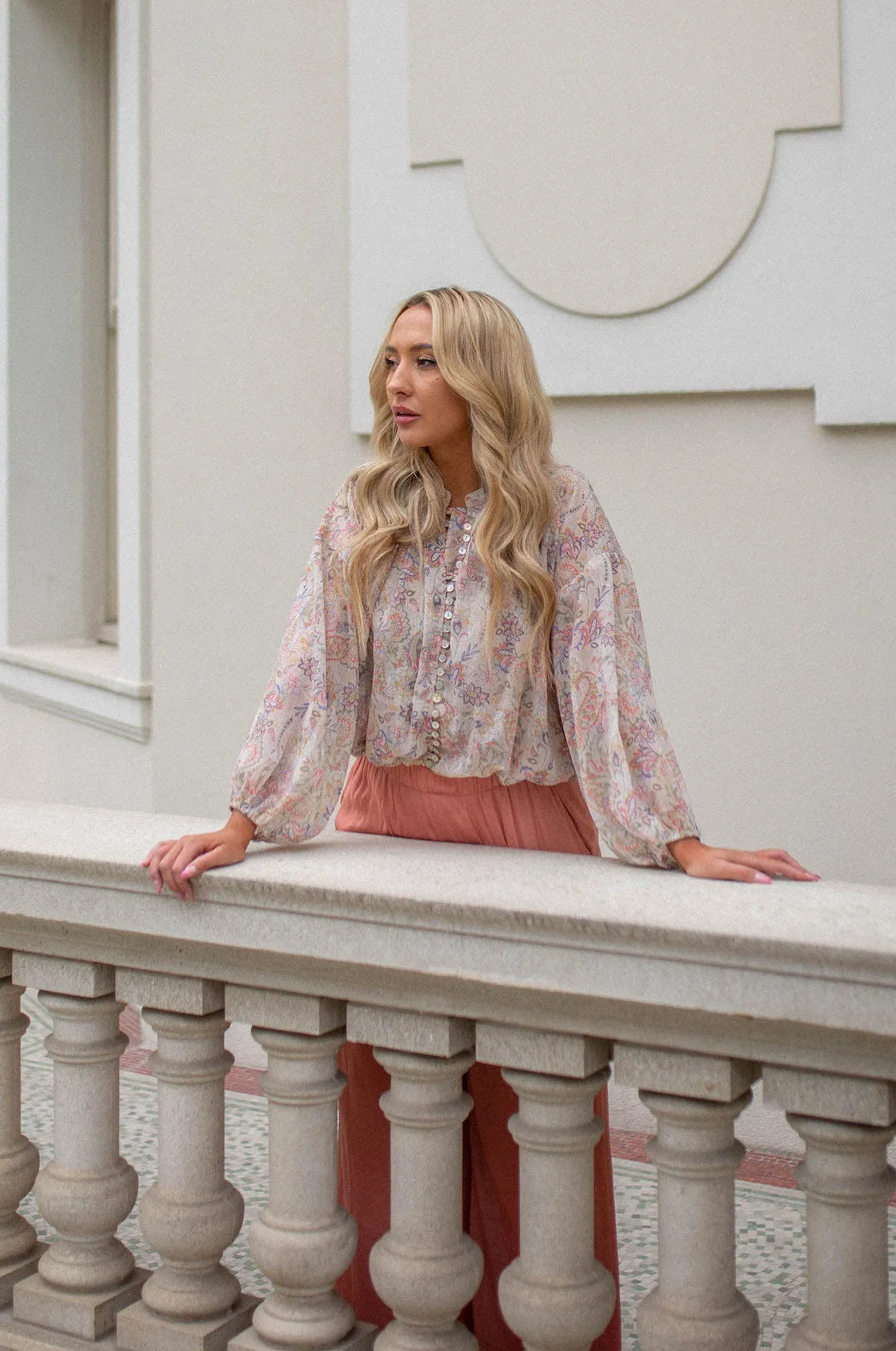 Nora Paisley Button Down Top