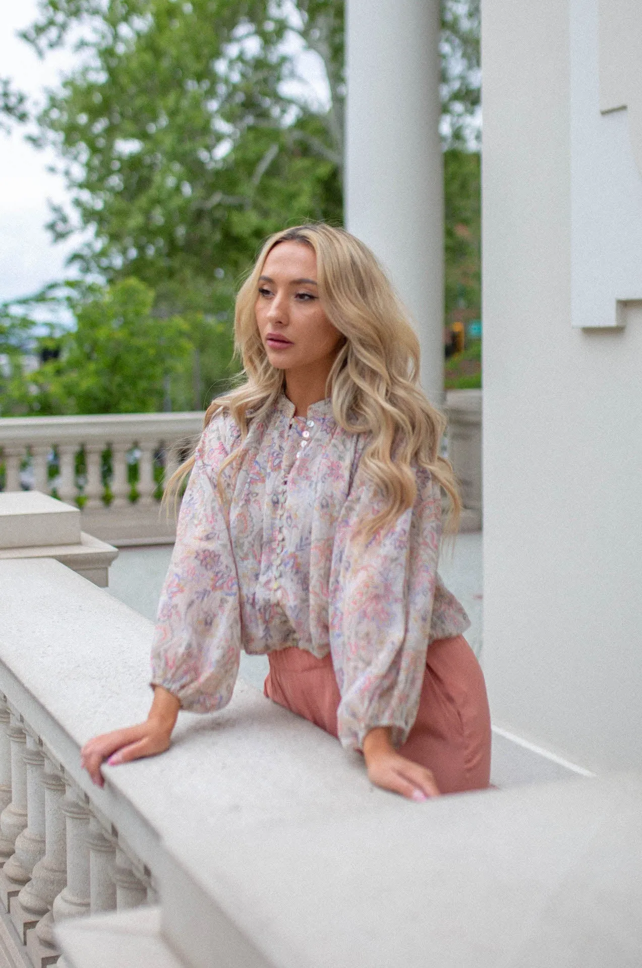 Nora Paisley Button Down Top
