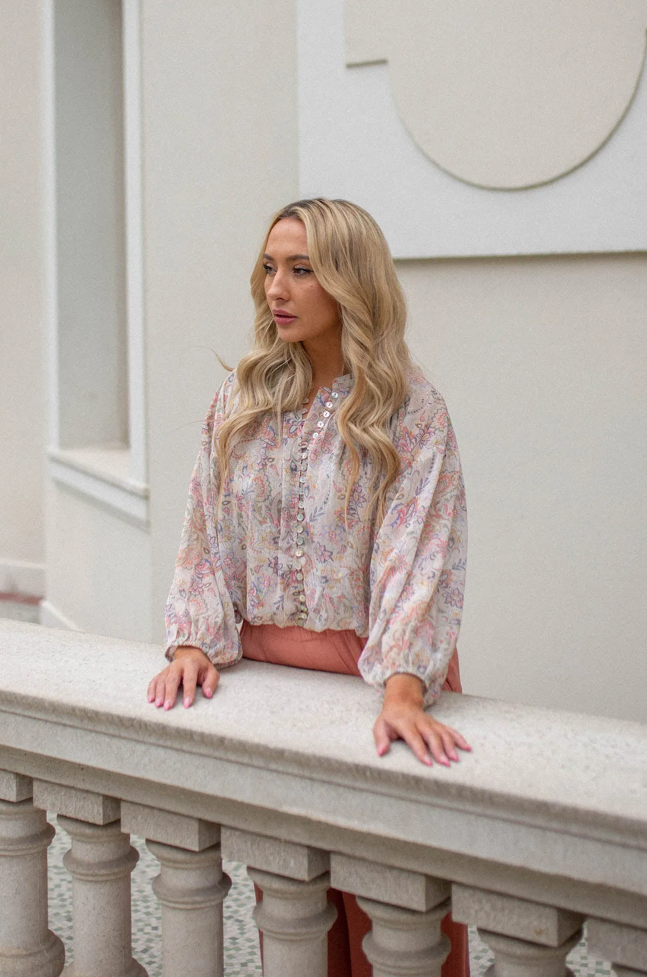 Nora Paisley Button Down Top