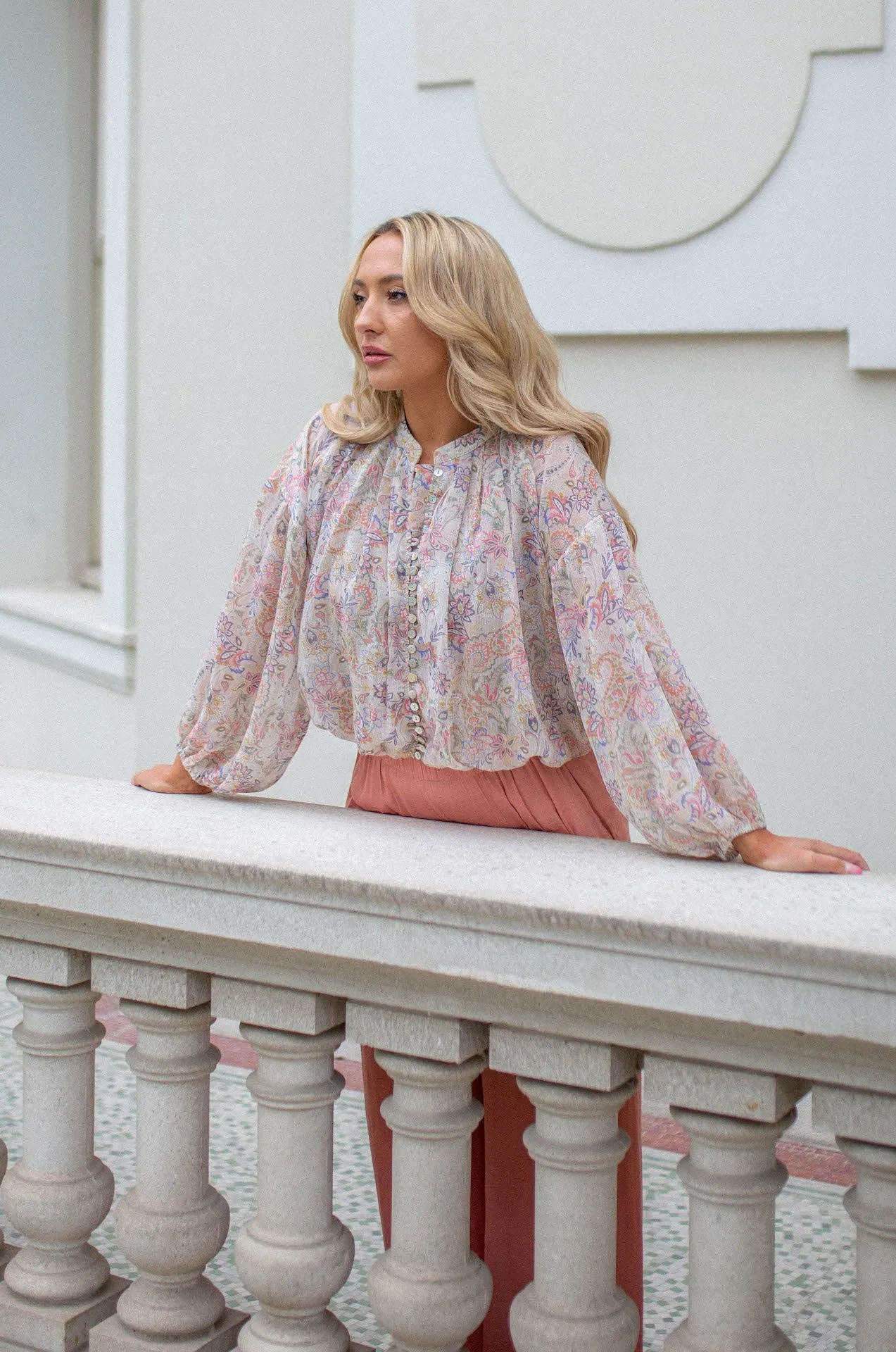 Nora Paisley Button Down Top