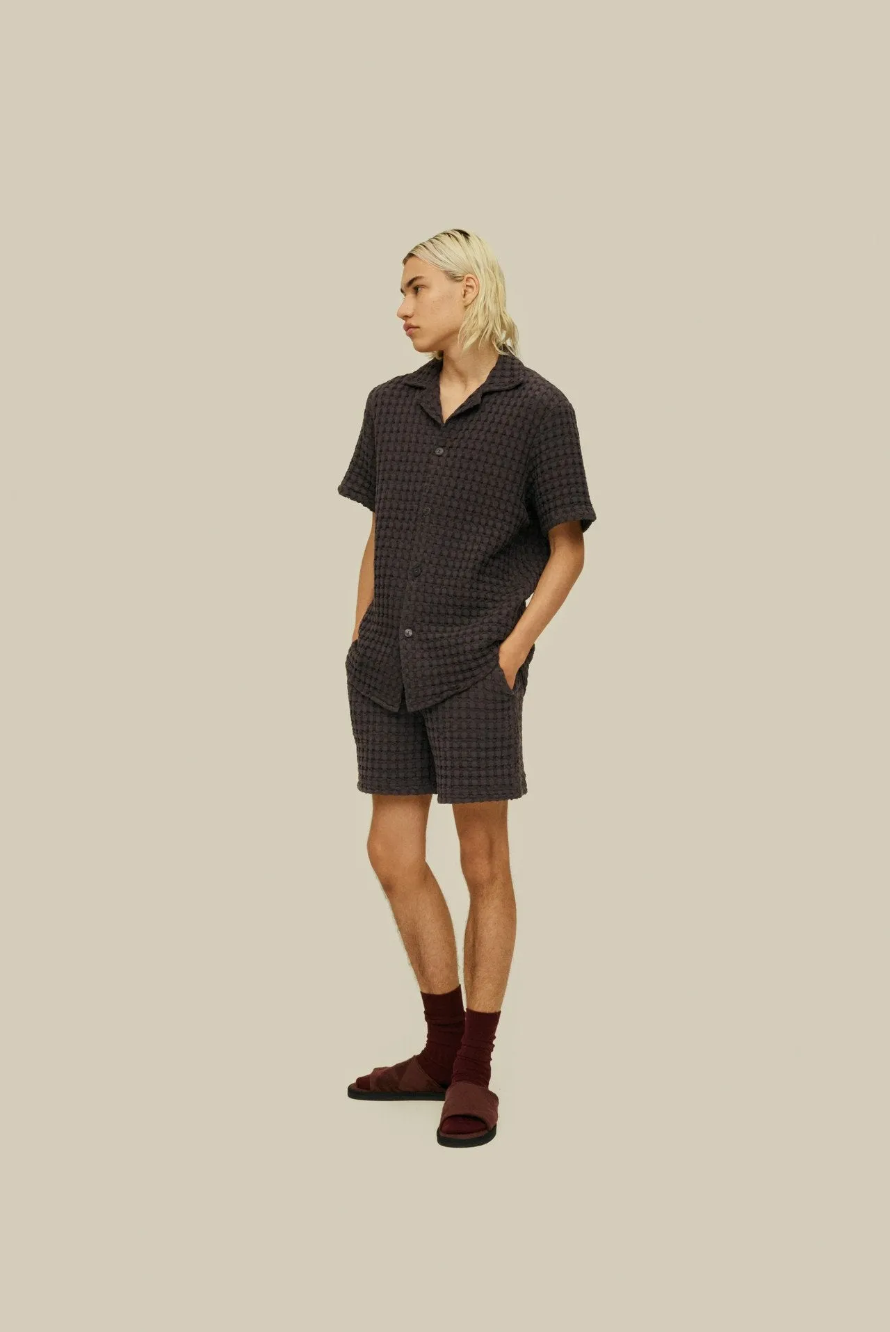OAS Nearly Black Porto Waffle Short