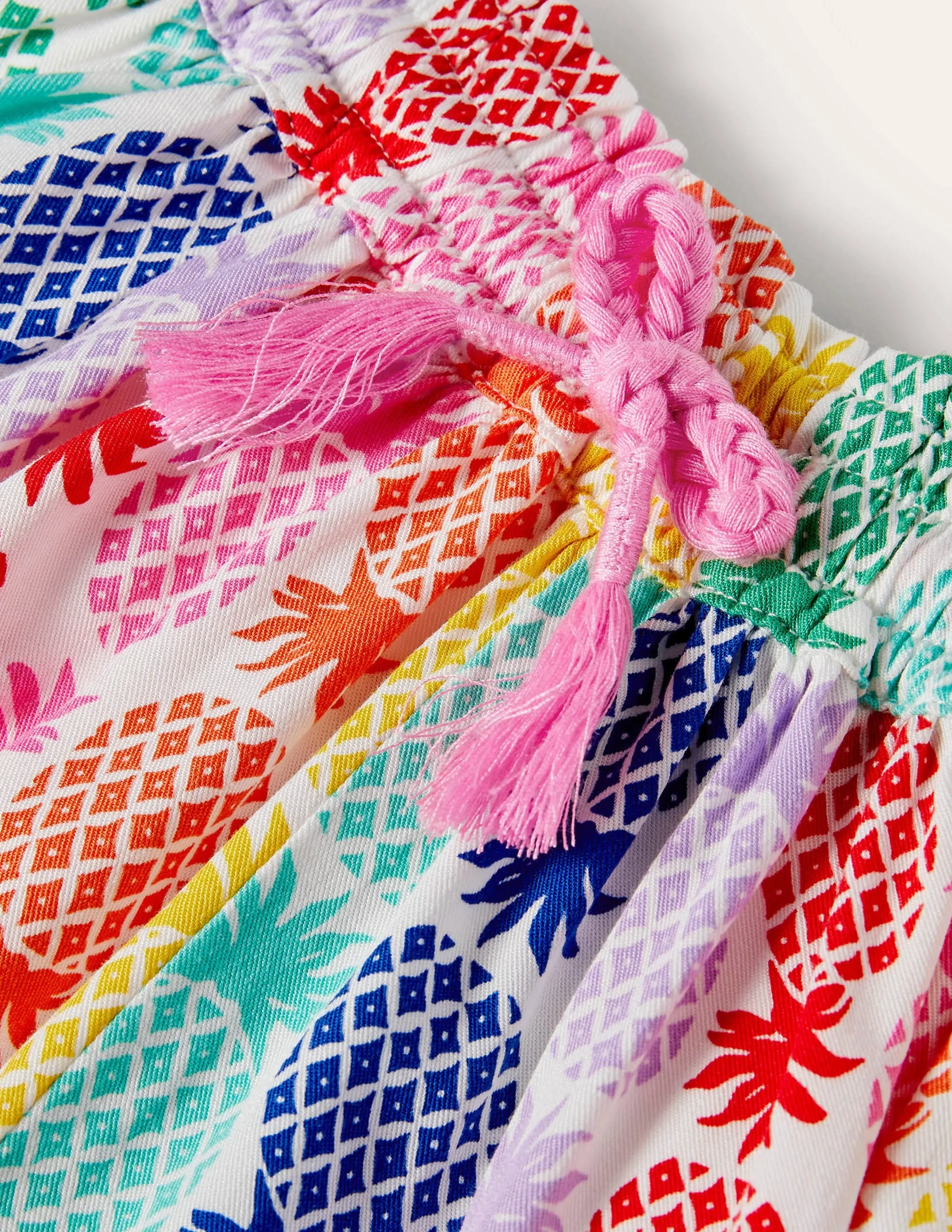 Printed Woven Shorts-Multi Rainbow Pineapple Geo