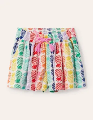 Printed Woven Shorts-Multi Rainbow Pineapple Geo