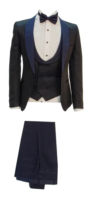 Ramzotti Poly Viscose 3 Piece Tuxedo Black & Navy