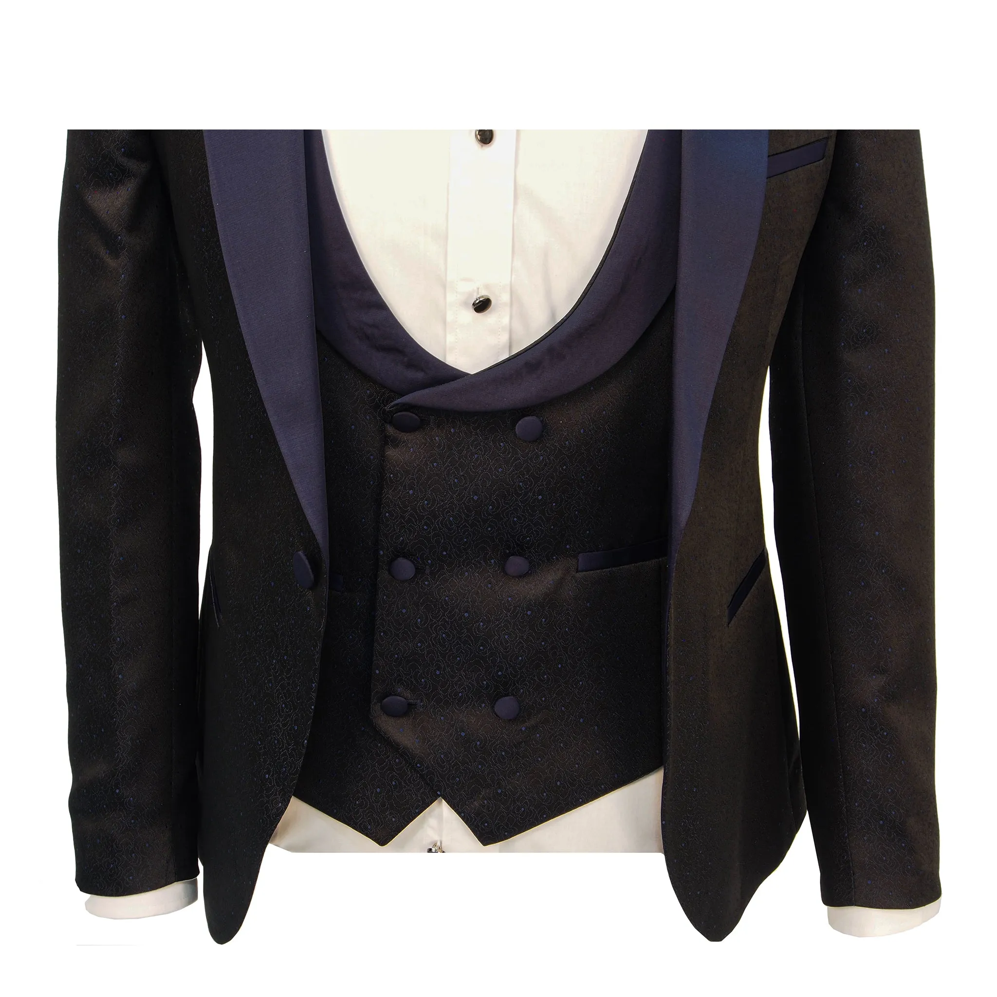 Ramzotti Poly Viscose 3 Piece Tuxedo Black & Navy
