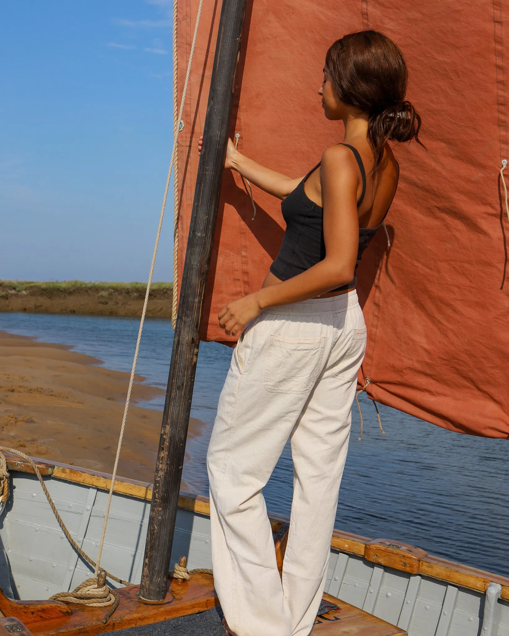 Sand & White Flipin' Linen Trouser