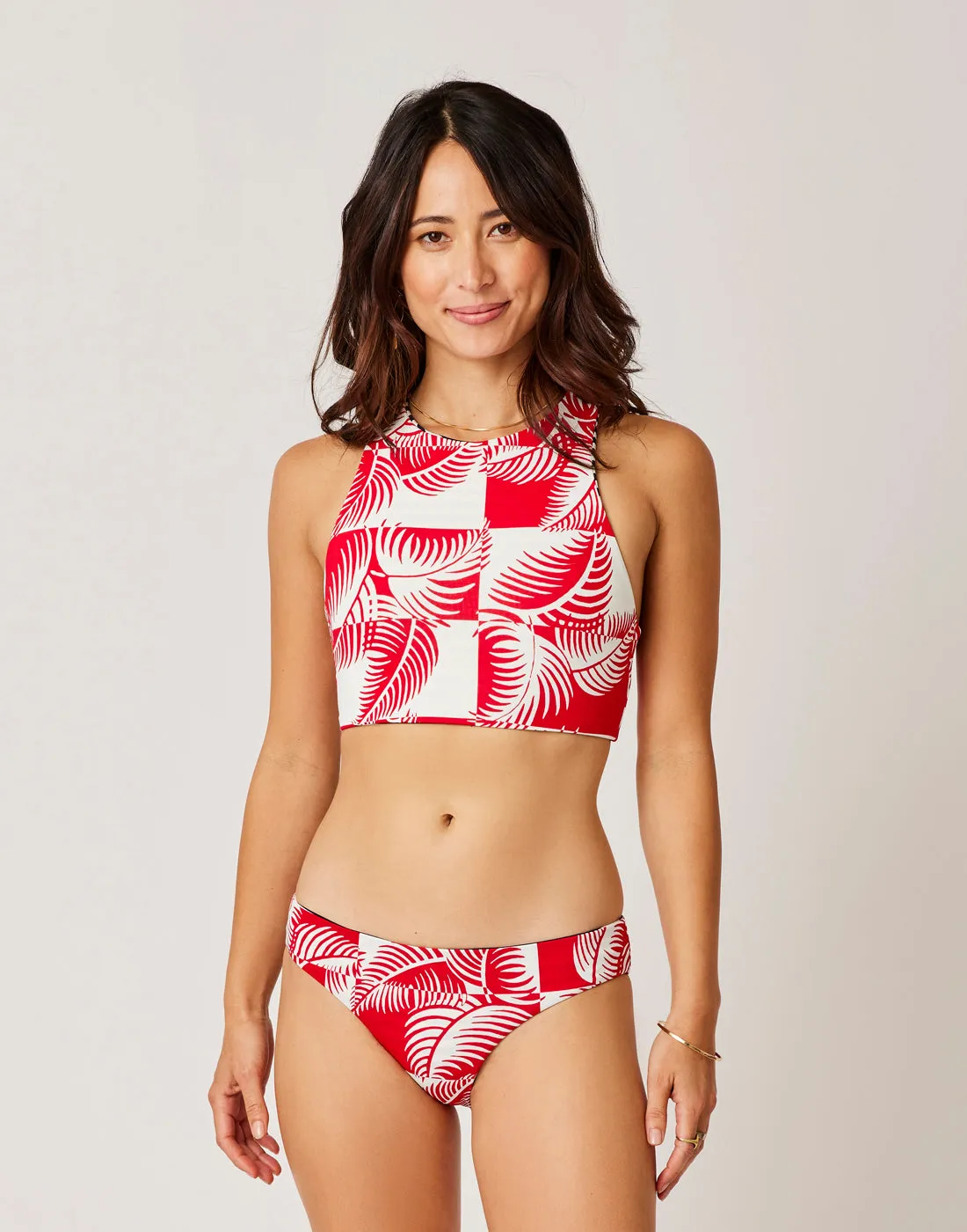 Sanitas Reversible Bottom: Checkered Palm/Navy Stripe - FINAL SALE