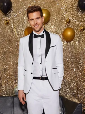 Single Breasted Contrast Shawl Collar Button Up Blazer