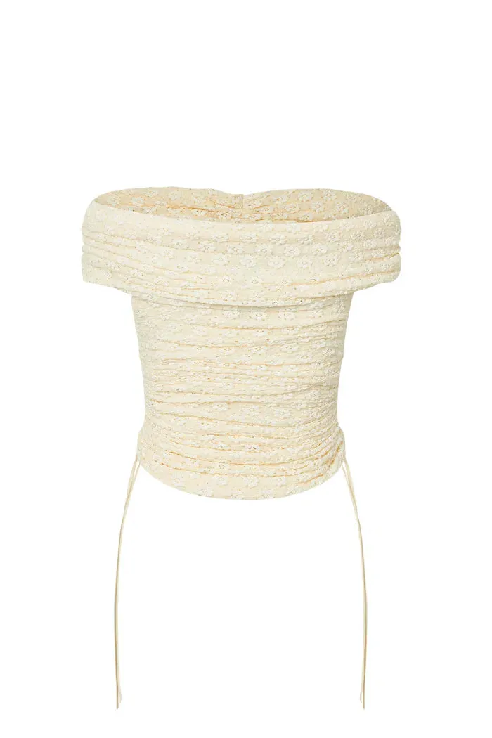 Siobhan Off-Shoulder Ruched Top in Cotton Blend