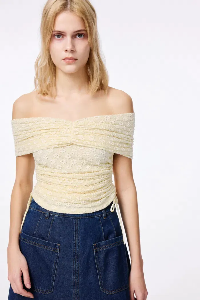 Siobhan Off-Shoulder Ruched Top in Cotton Blend