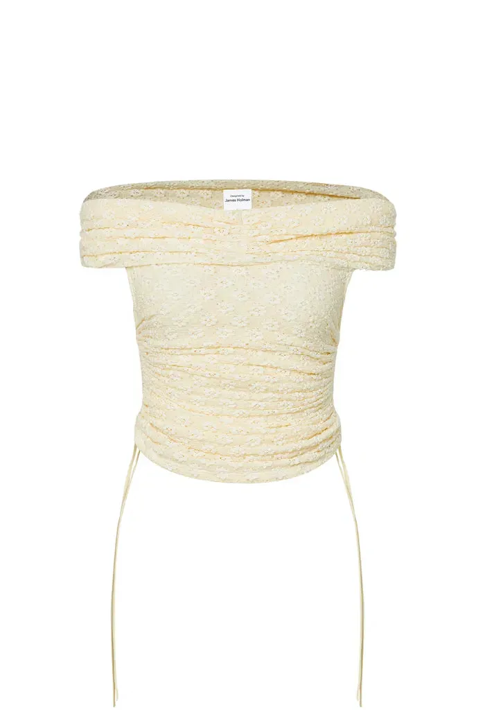 Siobhan Off-Shoulder Ruched Top in Cotton Blend