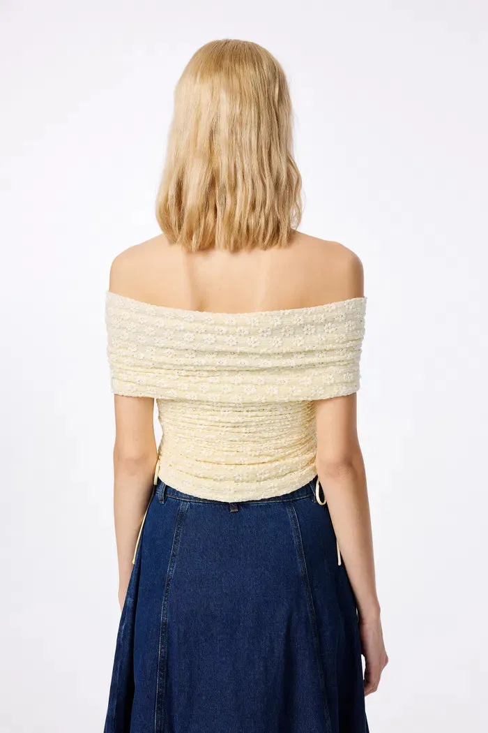 Siobhan Off-Shoulder Ruched Top in Cotton Blend
