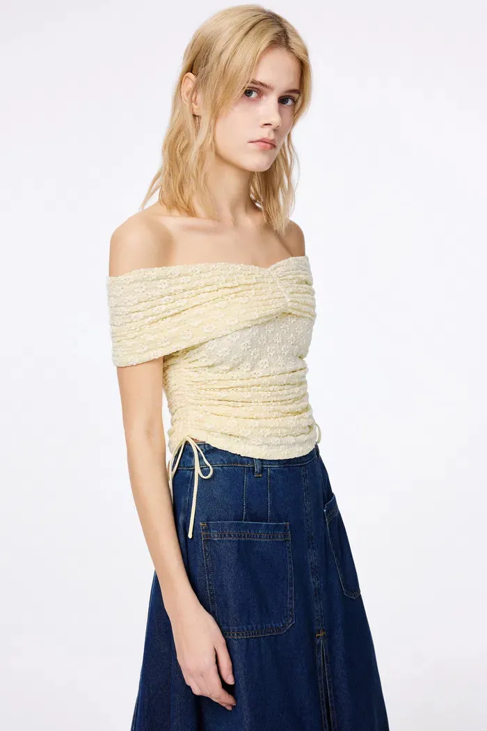 Siobhan Off-Shoulder Ruched Top in Cotton Blend