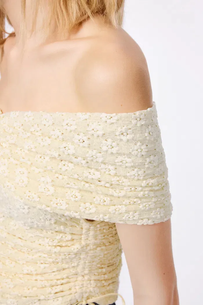 Siobhan Off-Shoulder Ruched Top in Cotton Blend