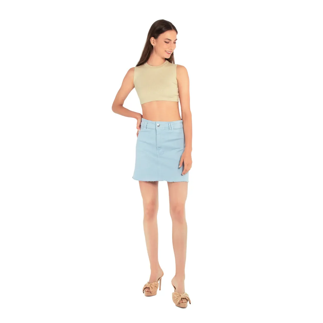 Sky Blue Denim Mini Skirt
