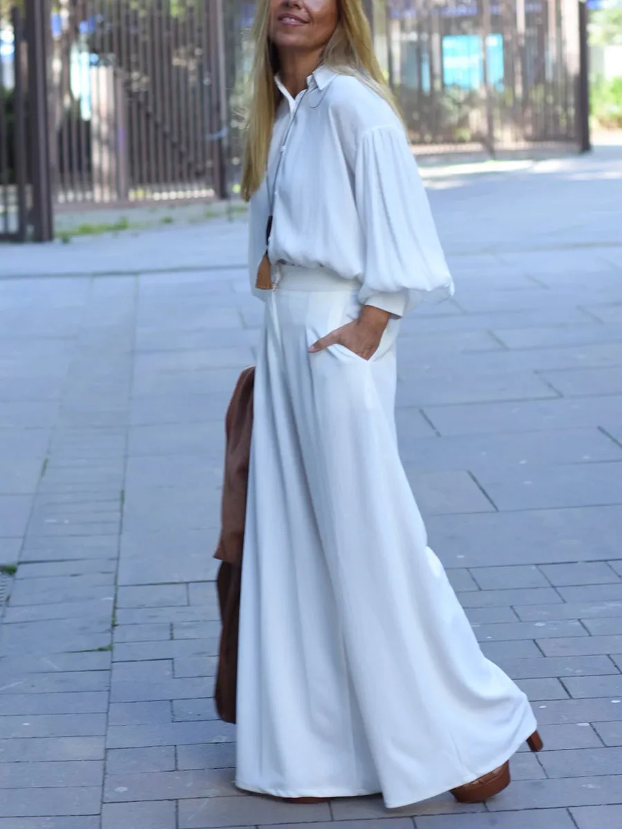 Solid Color Long Sleeve Casual Suit