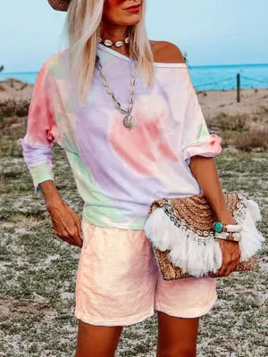 Tie-Dye Casual Shorts Suit