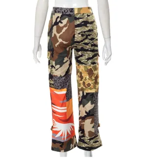Trendy camo loose fit pants
