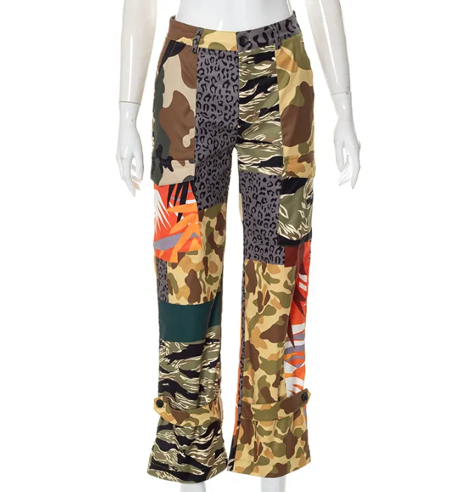 Trendy camo loose fit pants