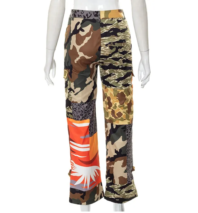 Trendy camo loose fit pants