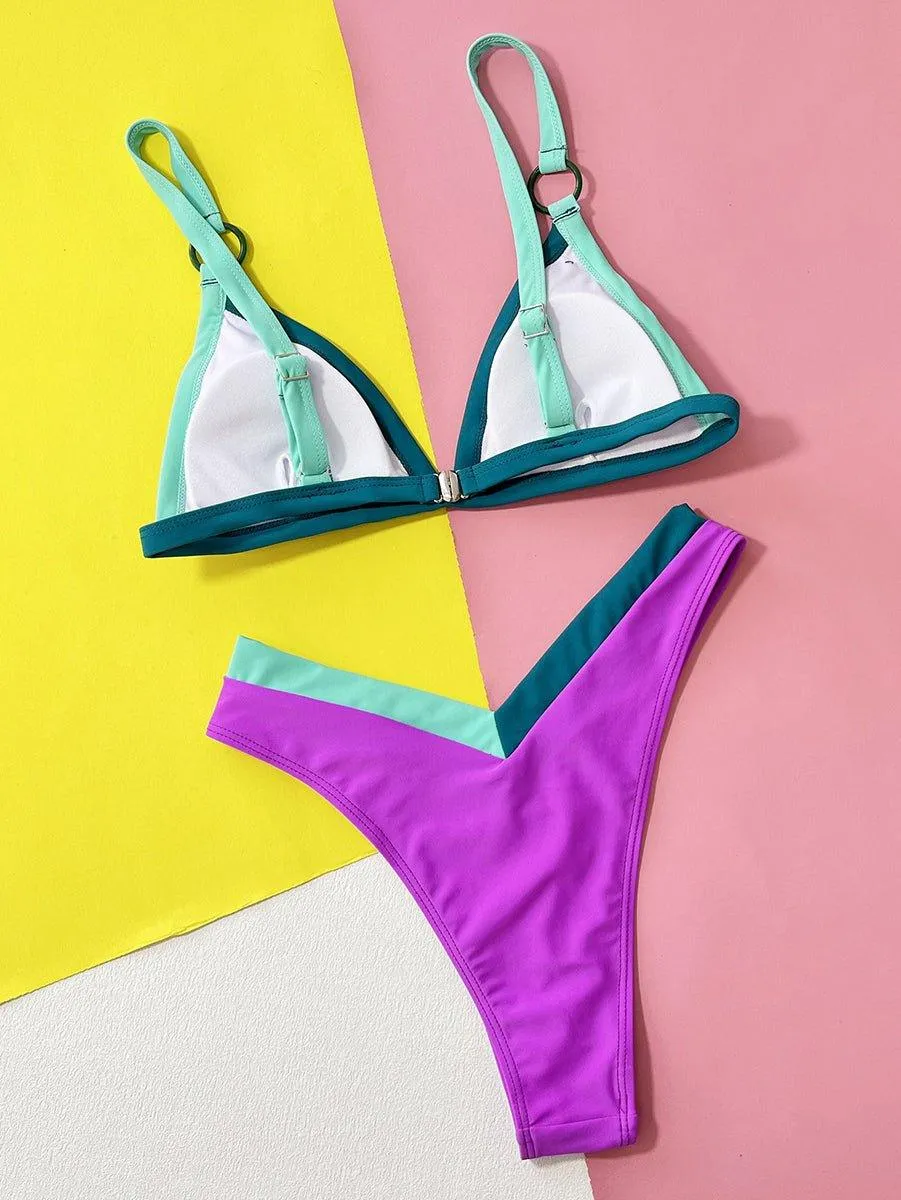 Women's V-Neck GFIT Bikini Set - Stylish Swimwear for Pool & Beach