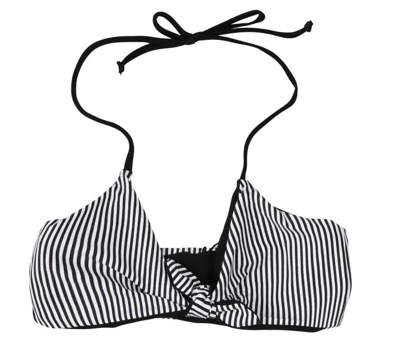 Zara Reversible Tie Front Bikini Top (Stripe/Black)