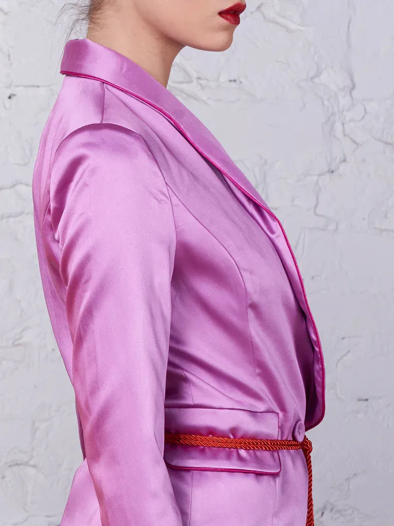 ZCrave Art Tasseled Satin Blazer   Pants (Two-Piece Set) in Pink (As Worn by Ciara)